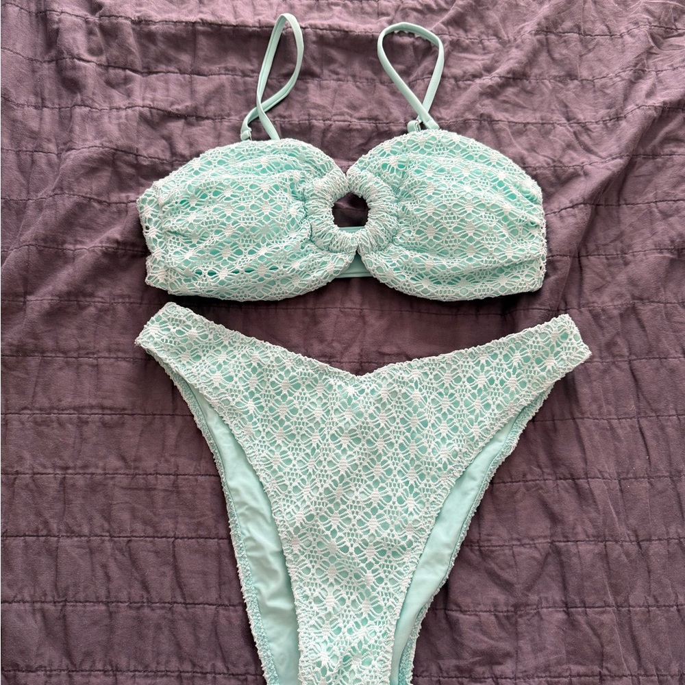 Berlock Mint and White Lace Top/Bottom
